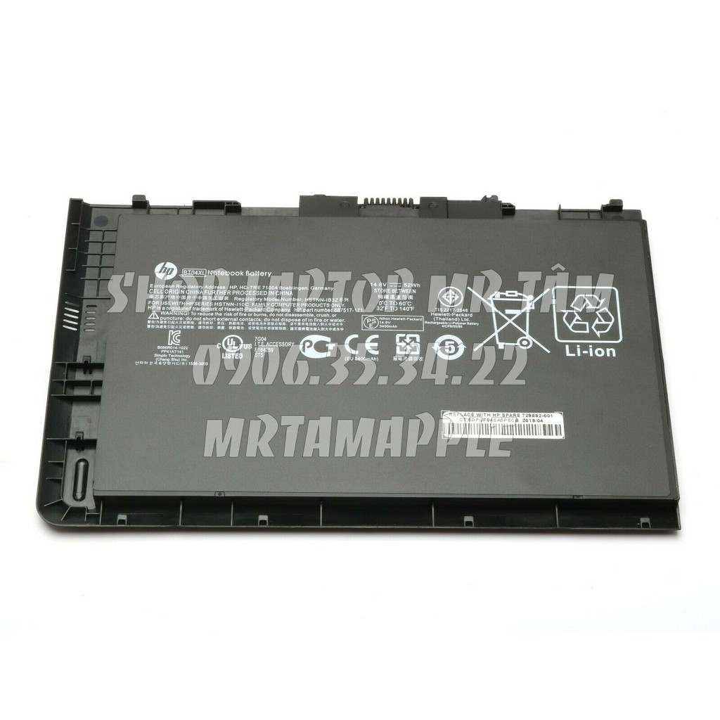 Pin Laptop HP FOLIO 9470M (BT04XL) (ZIN) - 4 CELL - EliteBook Folio 9470M 9480M, BT04 BT04XL H4Q47AA H4Q48A