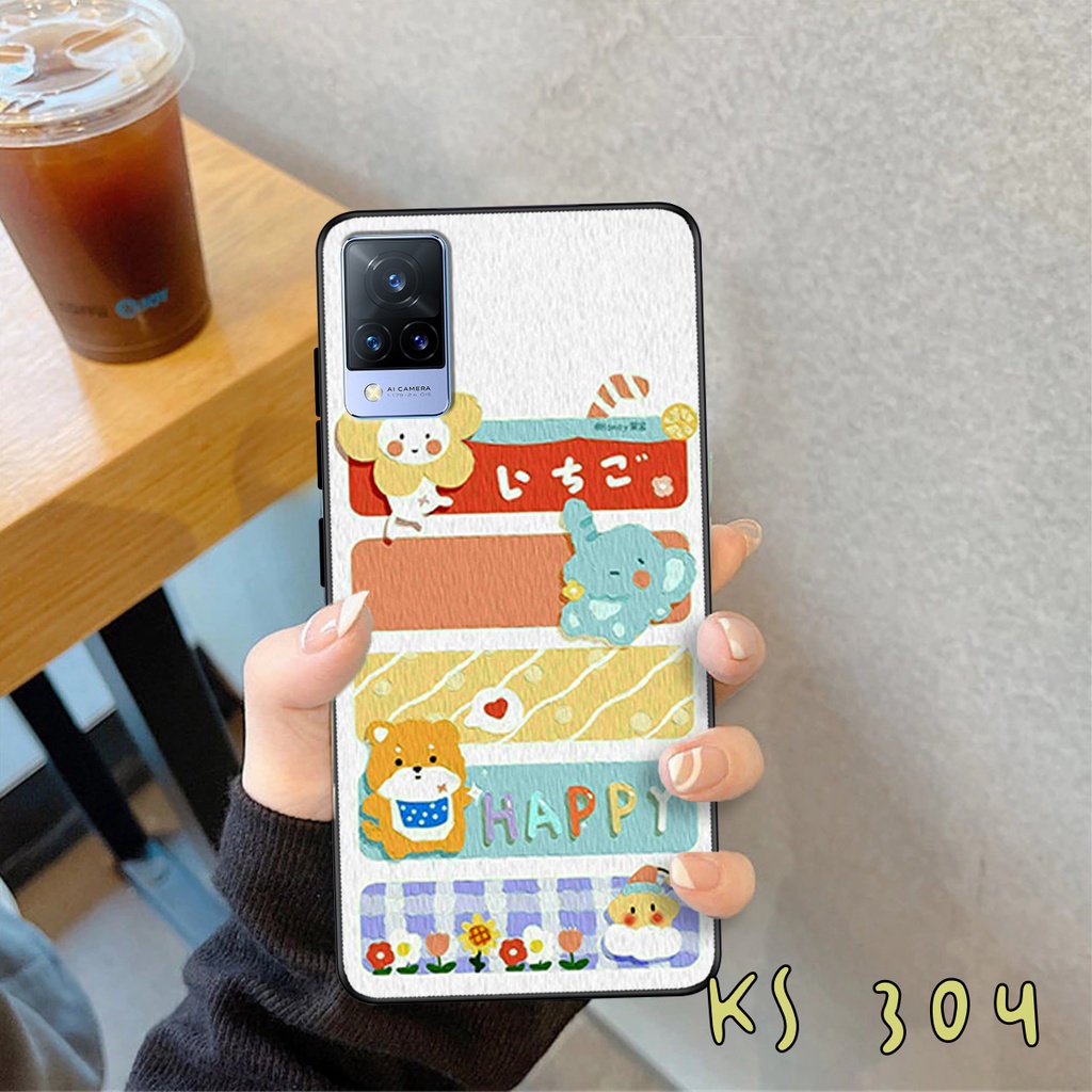 Ốp lưng Vivo V20 - Vivo V20e - Vivo V21 - Ốp in hình gấu &amp; thỏ đang yêu - lưng nhám viền TPU cao cấp