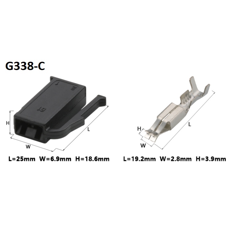 G338-Giắc cắm đầu nối ô tô 2 lỗ 2.8mm