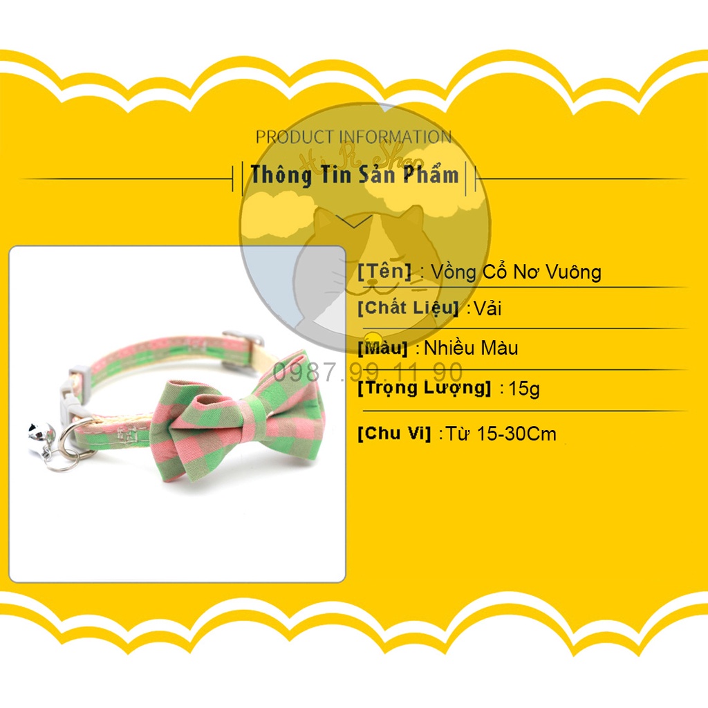 Vòng Cổ Nơ Kẻ Caro Cho Chó Mèo Cao Cấp Bằng Vải Thời Trang Dành Cho Thú Cưng