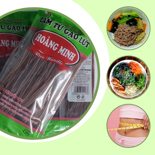 Đặc sản bún khô Bún gạo lứt đỏ Hoàng Minh ăn kiêng giảm cân thực dưỡng healthy eat clean gói 250gr | BigBuy360 - bigbuy360.vn