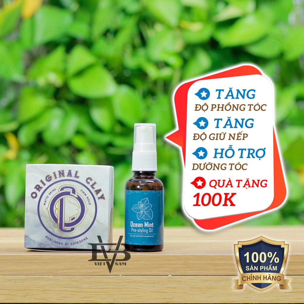 Sáp ORIGINAL CLAY 2020 - Sáp vuốt tóc ORIGINAL CLAY Hair Zone Việt Nam | ORIGINAL CLAY 56g + Tặng Ocean Mint 30ml V2