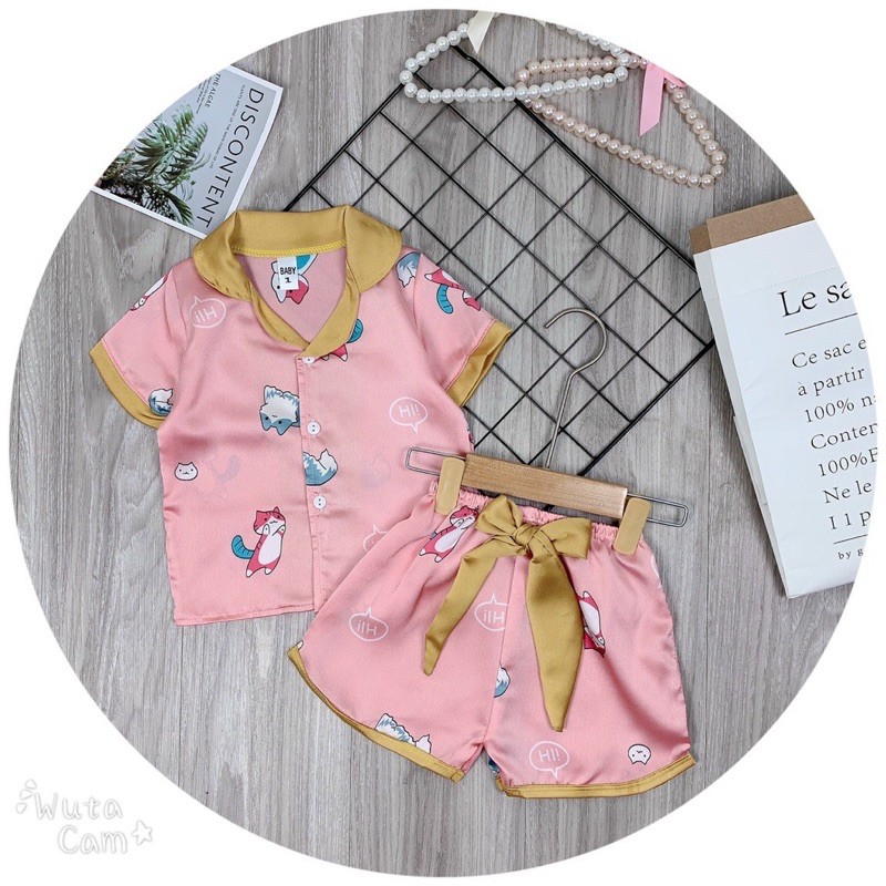 Bộ Lụa Cho Bé❤Pijama satin cao cấp  ❤️Chất cực thích✌Size 1/7 phom 10-20kg ⚡