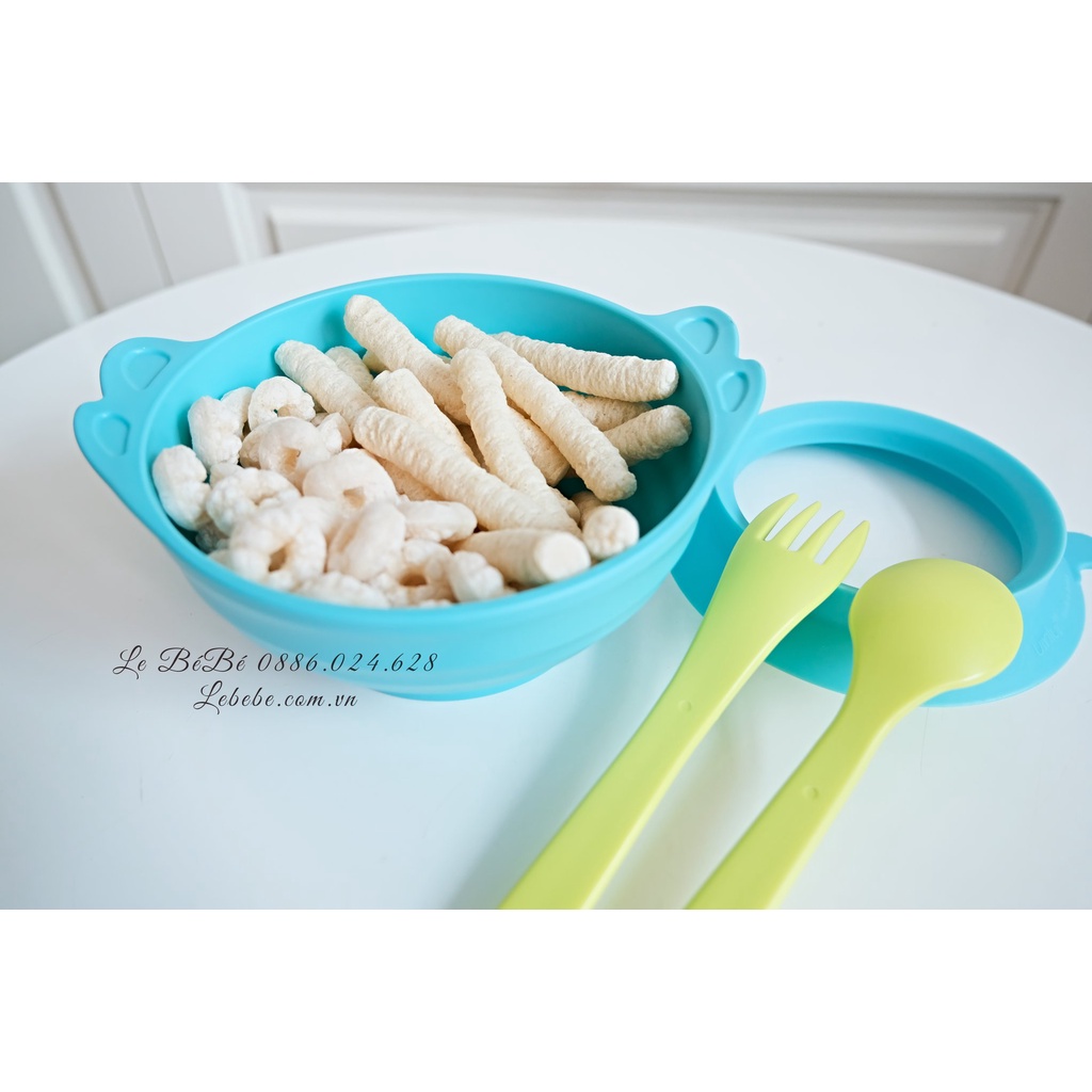 Set tô lớn, đế dính, thìa, dĩa cho bé Uinlui