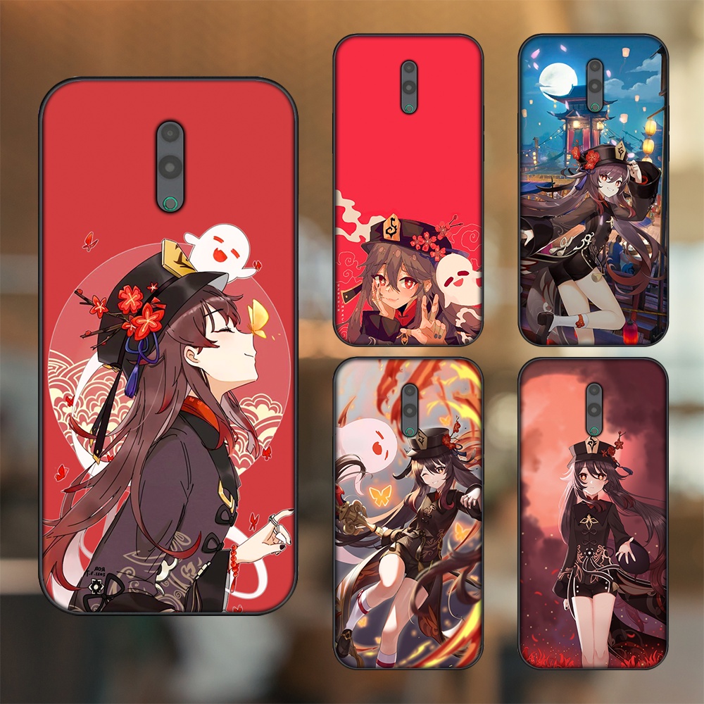 Ốp lưng Oppo Reno viền đen in hình Hutao Genshin Impact