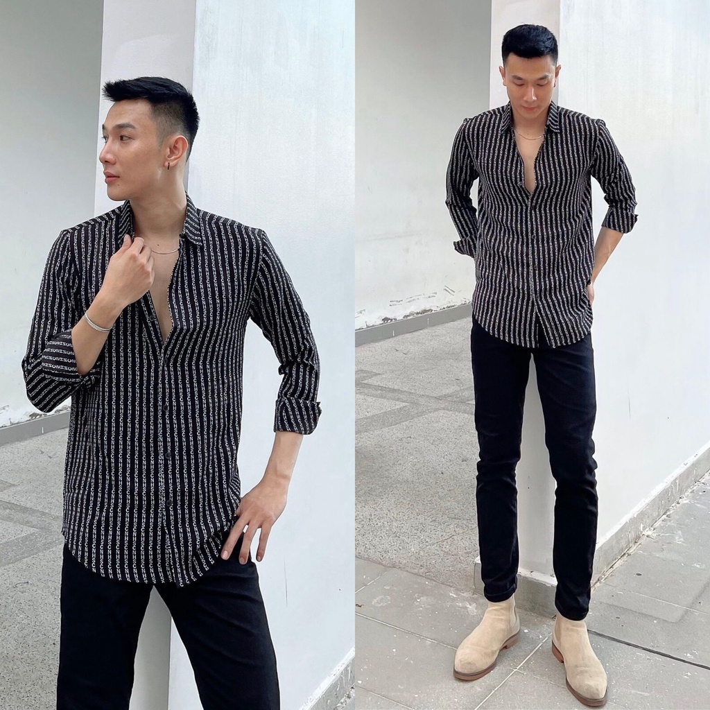 áo sơ mi lụa dài tay họa tiết S98