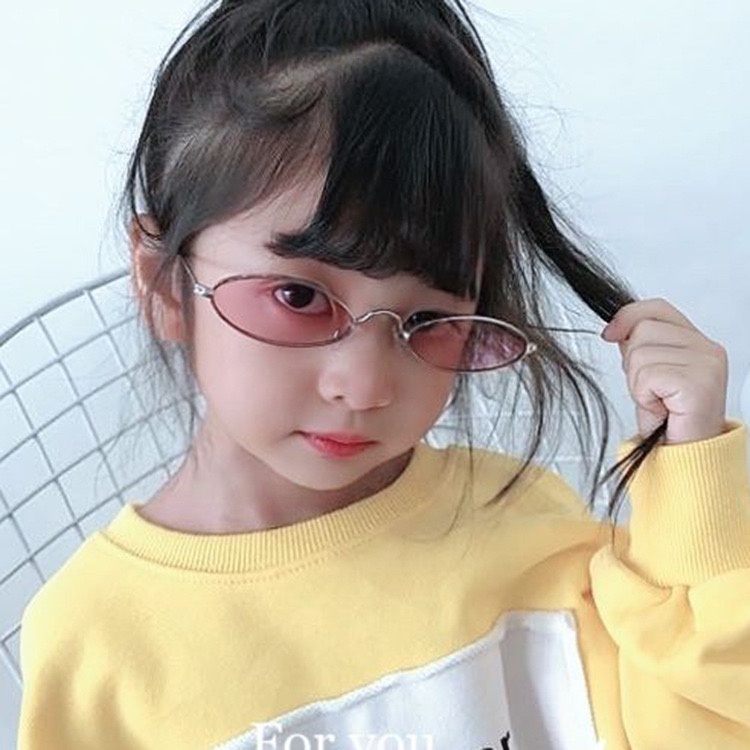 Kính râm trẻ em kính mát thời trang gọng kim loại hình bầu dục cho bé Dương kids