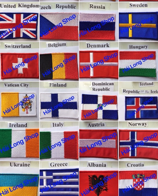 Combo 10 cờ thêu các nước ( Flags of the World ) #Embroidery Flags