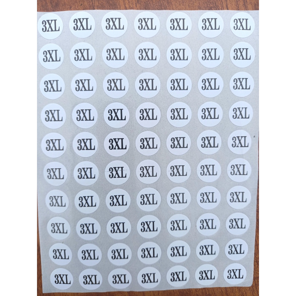 TEM DÁN SIZE SỐ QUẦN ÁO. 1 SẤP 100 TỜ. 7000 SỐ