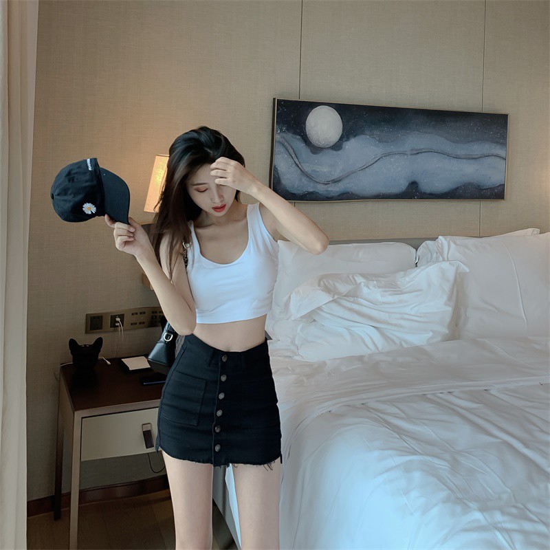 Chân Váy Denim Chữ A Cạp Cao Thời Trang Cho Nữ | BigBuy360 - bigbuy360.vn