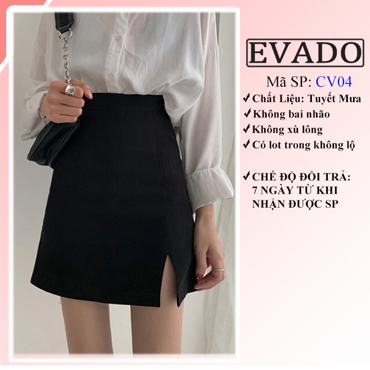 Chân váy ngắn chữ a lưng cao công sở xẻ tà đẹp EVADO CV04 | BigBuy360 - bigbuy360.vn