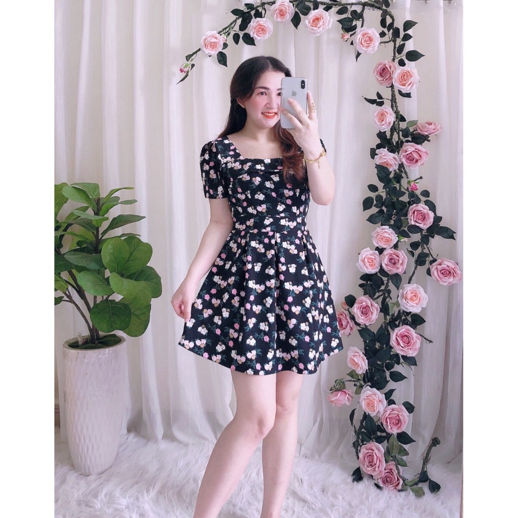 Đầm nữ cổ vuông tay phồng siêu quyến rũ kèm quần đùi trong | BigBuy360 - bigbuy360.vn