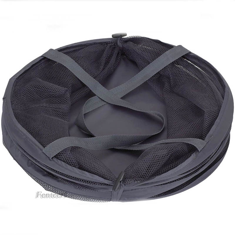 [Fenteer1] Giỏ Lưới Đựng Quần Áo Dơ Gấp Được Màu Xám Đậm Cho Phòng Tắm Gia Đình