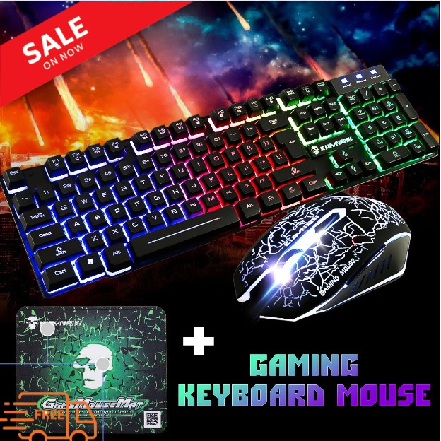 [RẺ VÔ ĐỊCH] Bộ Bàn Phím, Chuột giả cơ GAMING T6 LED CỰC ĐẸP + TẶNG LÓT CHUỘT ĐẸP