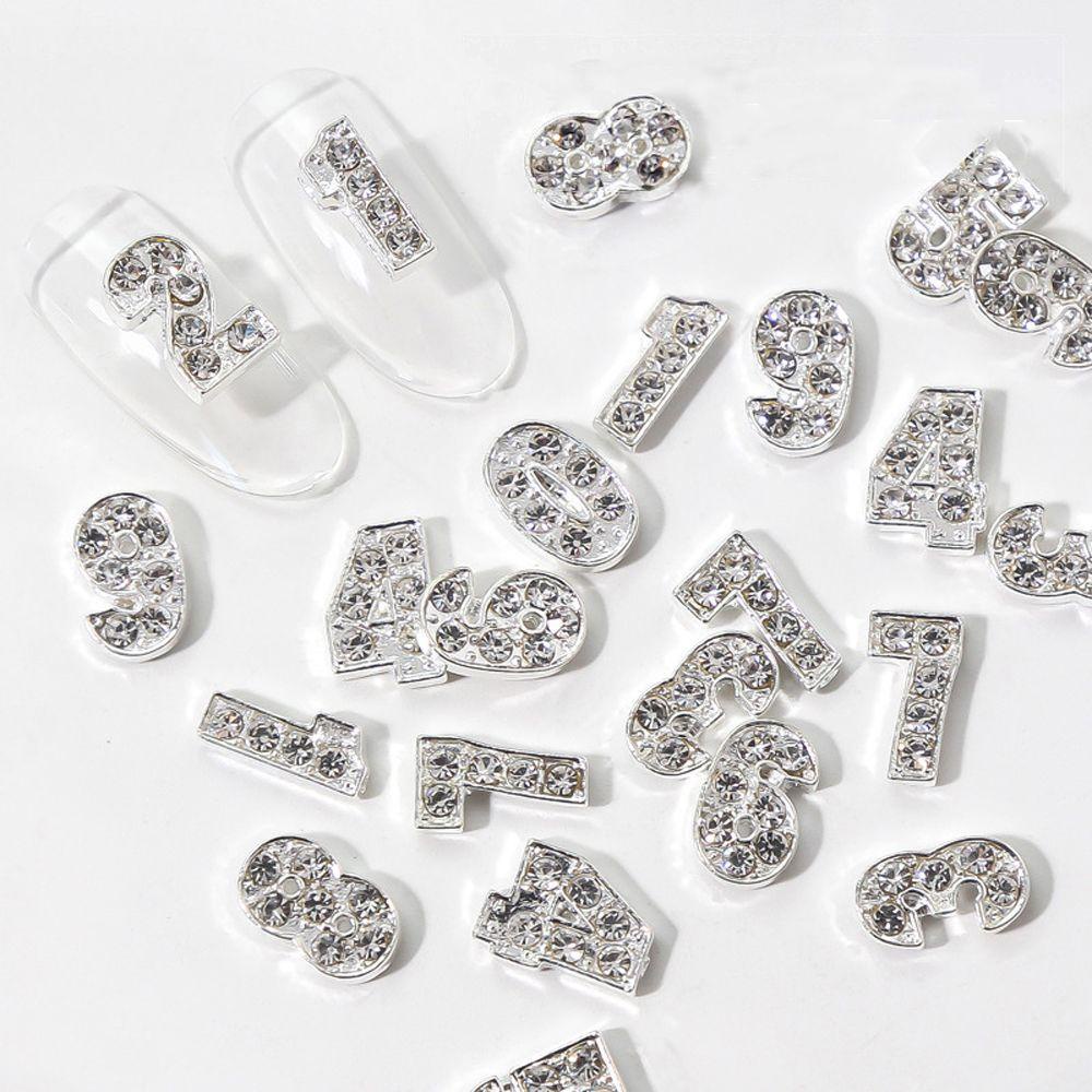 Set 5 Phụ Kiện Trang Trí Móng Tay Hình Số 0-9 Thời Trang|Phụ Kiện Trang Trí Móng Tay 3D Bằng Kim Loại Nhiều Màu Sắc