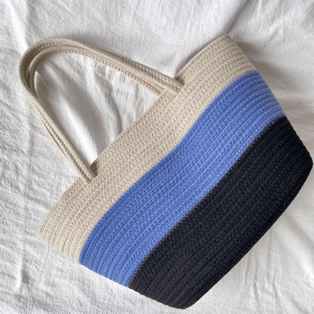 Túi nữ dệt thời trang Phong cách cổ điển dây cotton dệt kim đeo vai Túi xách thường đơn giản Túi xách nữ công suất lớn