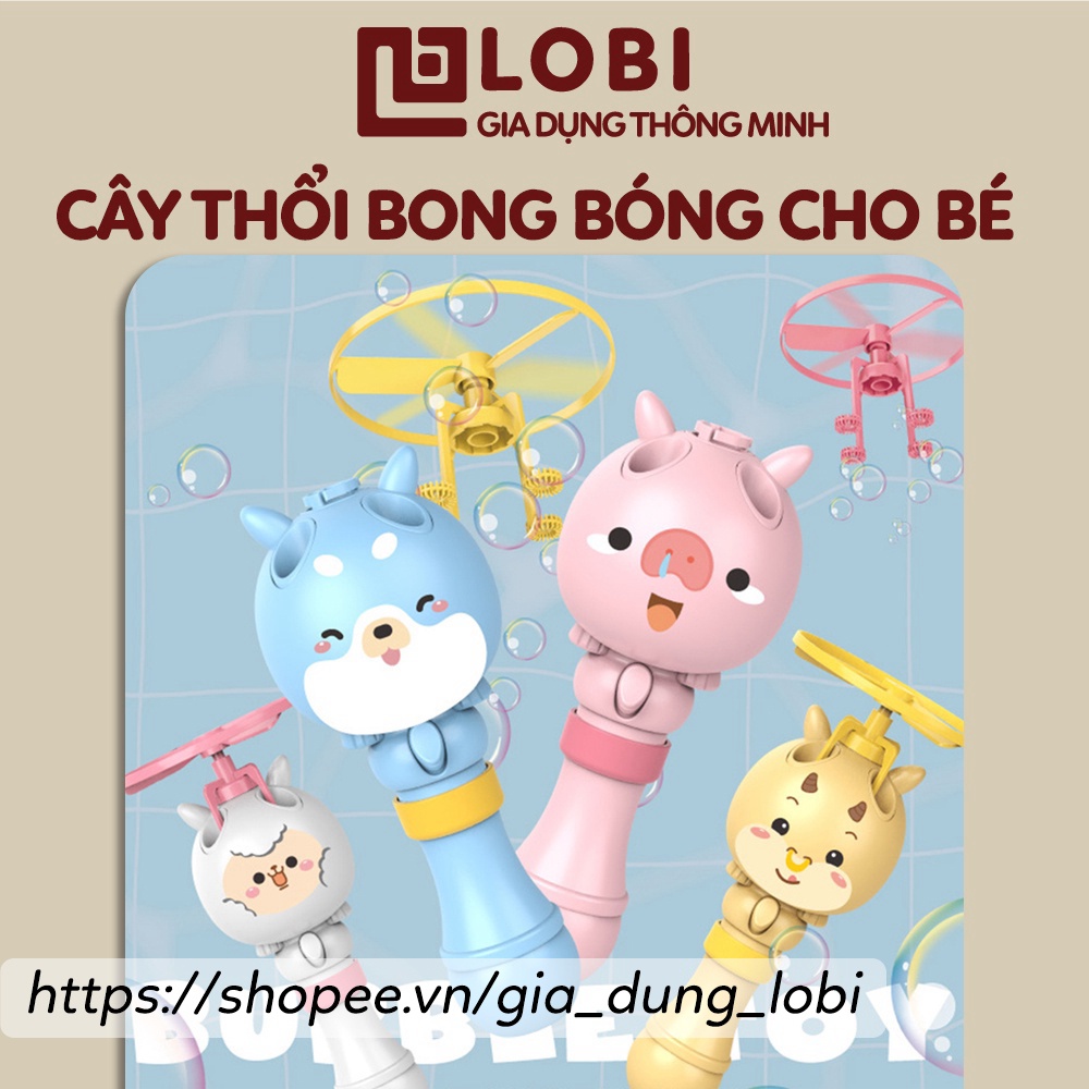 Cây thổi bong bóng xà phòng kèm chong chóng quay bay lên không trung đồ chơi cho bé