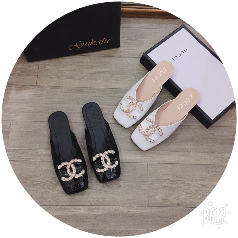 dép sục phối khoá mũi vuông siêu đẹp ( hình thật )