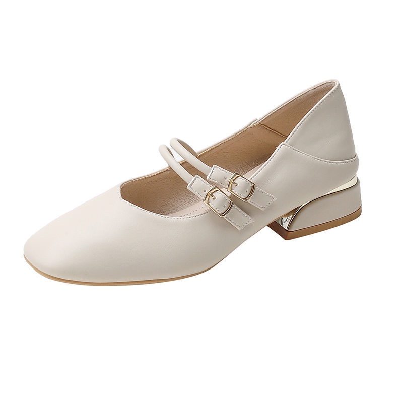 Giày Mary Jane IELGY đế bằng chống trượt màu trơn có khóa cài hợp thời trang