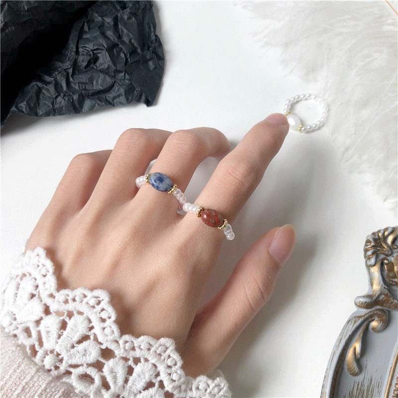 Nhẫn Nhựa Resin/Phối Ngọc Trai Giả Thời Trang Hàn Quốc Đơn Giản Cho Bạn Nữ