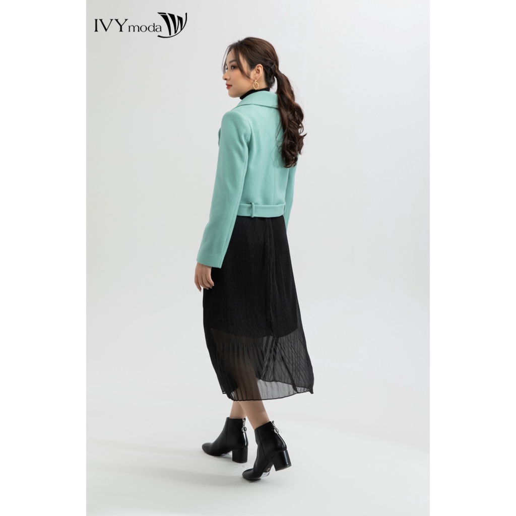 Áo khoác dạ nữ dáng ngắn kèm đai IVY moda MS 70C5975