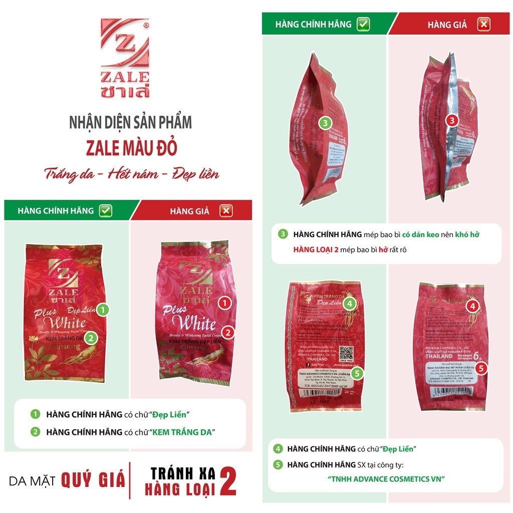 01 Hủ Kem Dưỡng Trắng Da ZALE ĐỎ NHÂN SÂM 6g Tẩy Nám Tàn Nhang Che Khuyết Điểm  BL