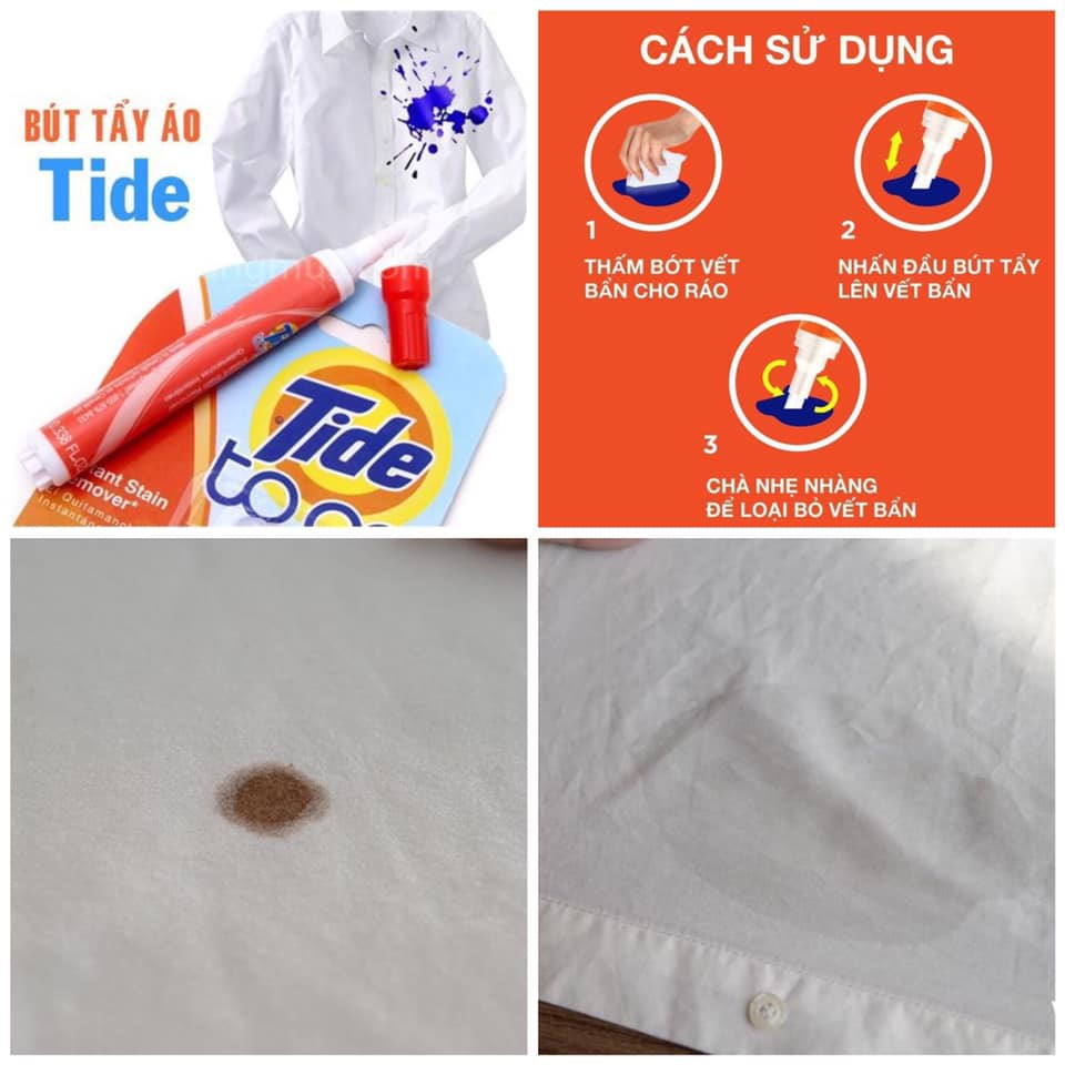 Bút tẩy vết bẩn quần áo Tide To Go 10ml loại bỏ vết bẩn tức thì NPP Shoptido