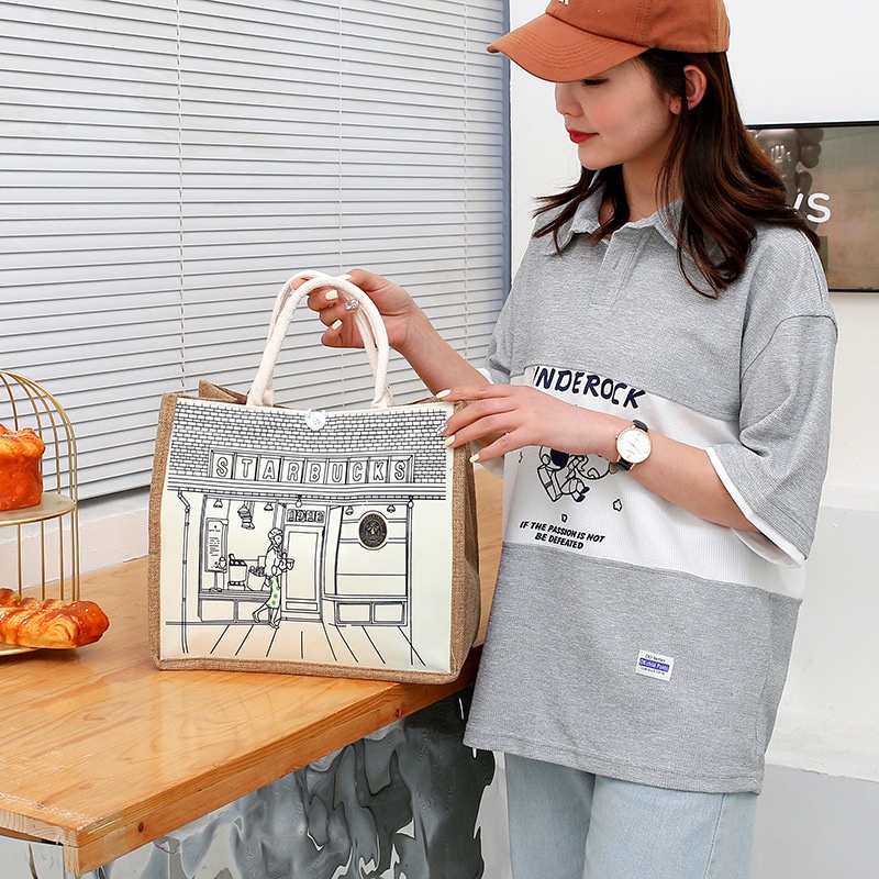 Túi Xách Tay Bằng Vải Lanh Phong Cách Cổ Điển Mới Dành Cho Nữ