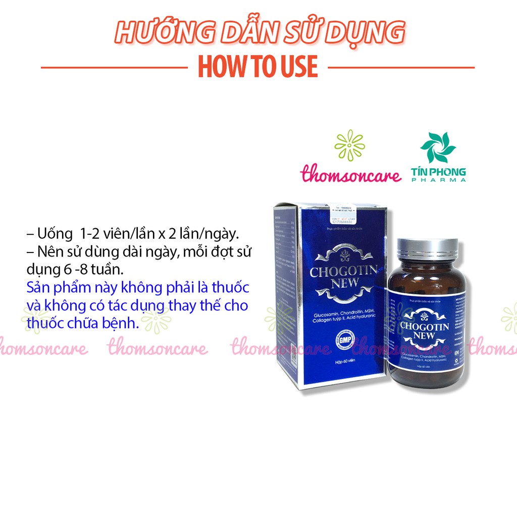 Dưỡng khớp Chogotin, đặc biệt từ Glucosamin, MSM, canxi và collagen, ngăn ngừa thoái hóa, khô khớp, loãng xương