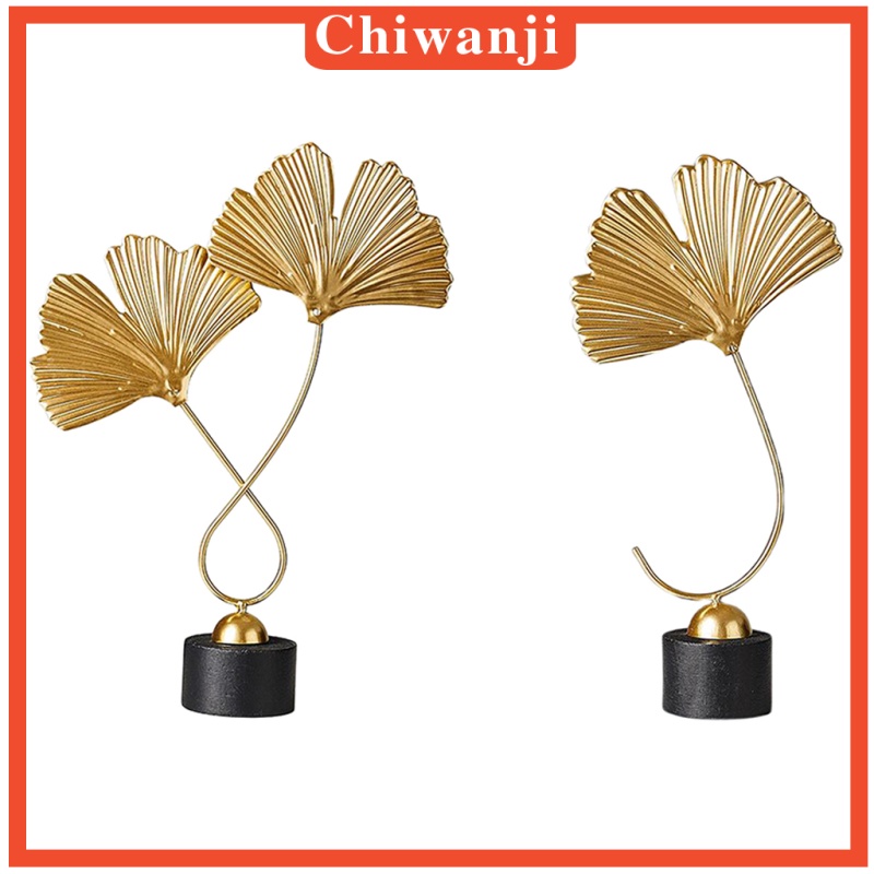 Set 2 tượng điêu khắc hình chiếc lá để bàn dùng trang trí nhà cửa/ văn phòng