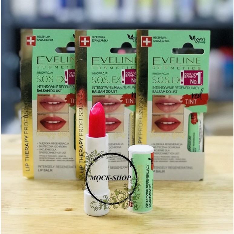 Son dưỡng môi có màu Eveline Lip Therapy - Vegan dưỡng môi căng mượt, mềm mại, giảm thâm và nhăn môi