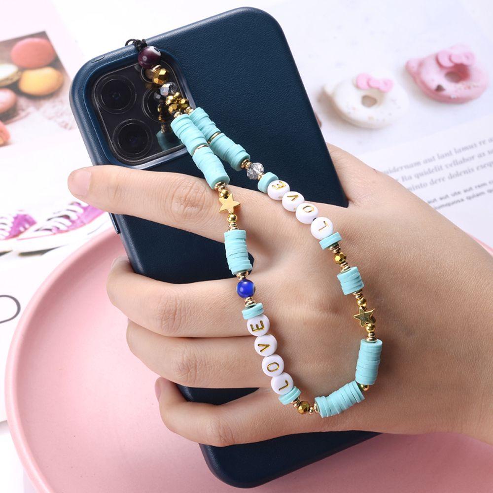 Glees Dây Đeo Điện Thoại Chuỗi Hạt Đất Sét In Chữ Love Xinh Xắn Thích Hợp Làm Quà Sinh Nhật Cho Nữ