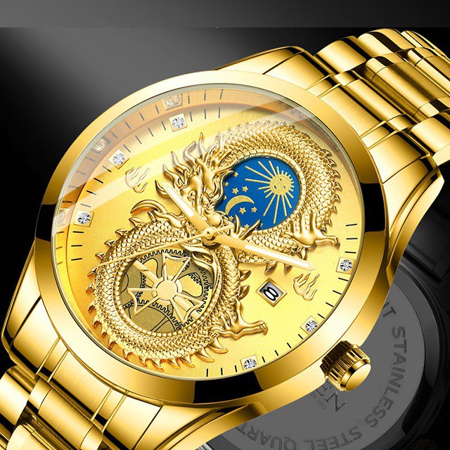 Đồng hồ nam chính hãng FNGEEN dây thép cao cấp không gỉ, Đồng hồ nam cơ chính hãng mặt rồng đẹp S999 - Aka Mart | BigBuy360 - bigbuy360.vn