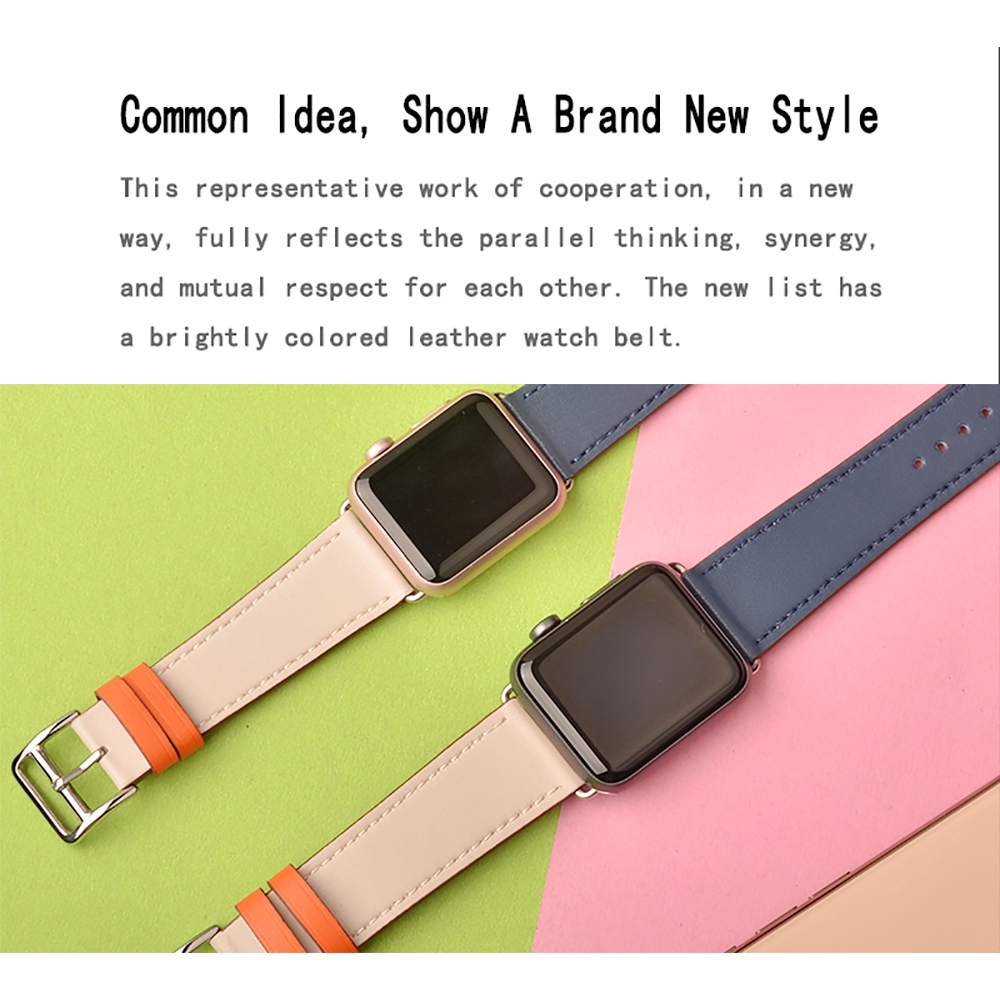 【Apple Watch Strap】Dây da nhiều màu tiện dụng cho Apple watch Series 6 se 5 4 3 2 1 38mm 42mm 40mm 44mm
