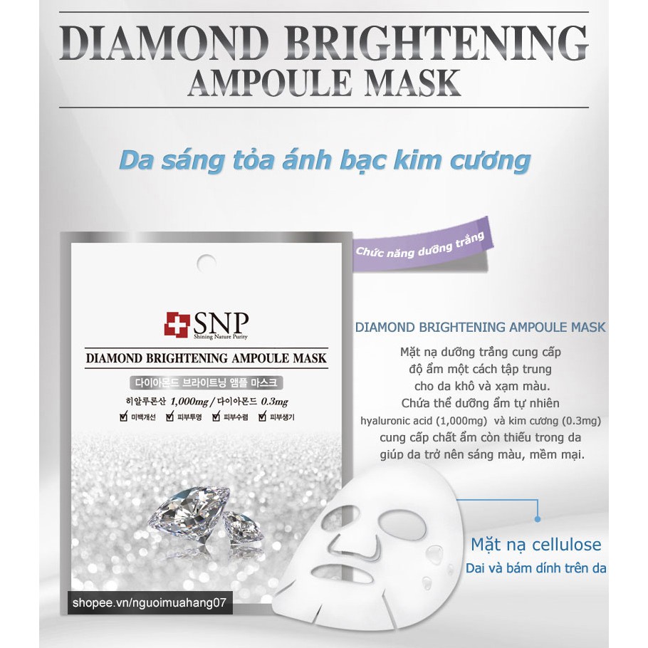Mặt Nạ Dưỡng Trắng Tinh Chất Kim Cương SNP Diamond Brightening Ampoule Mask