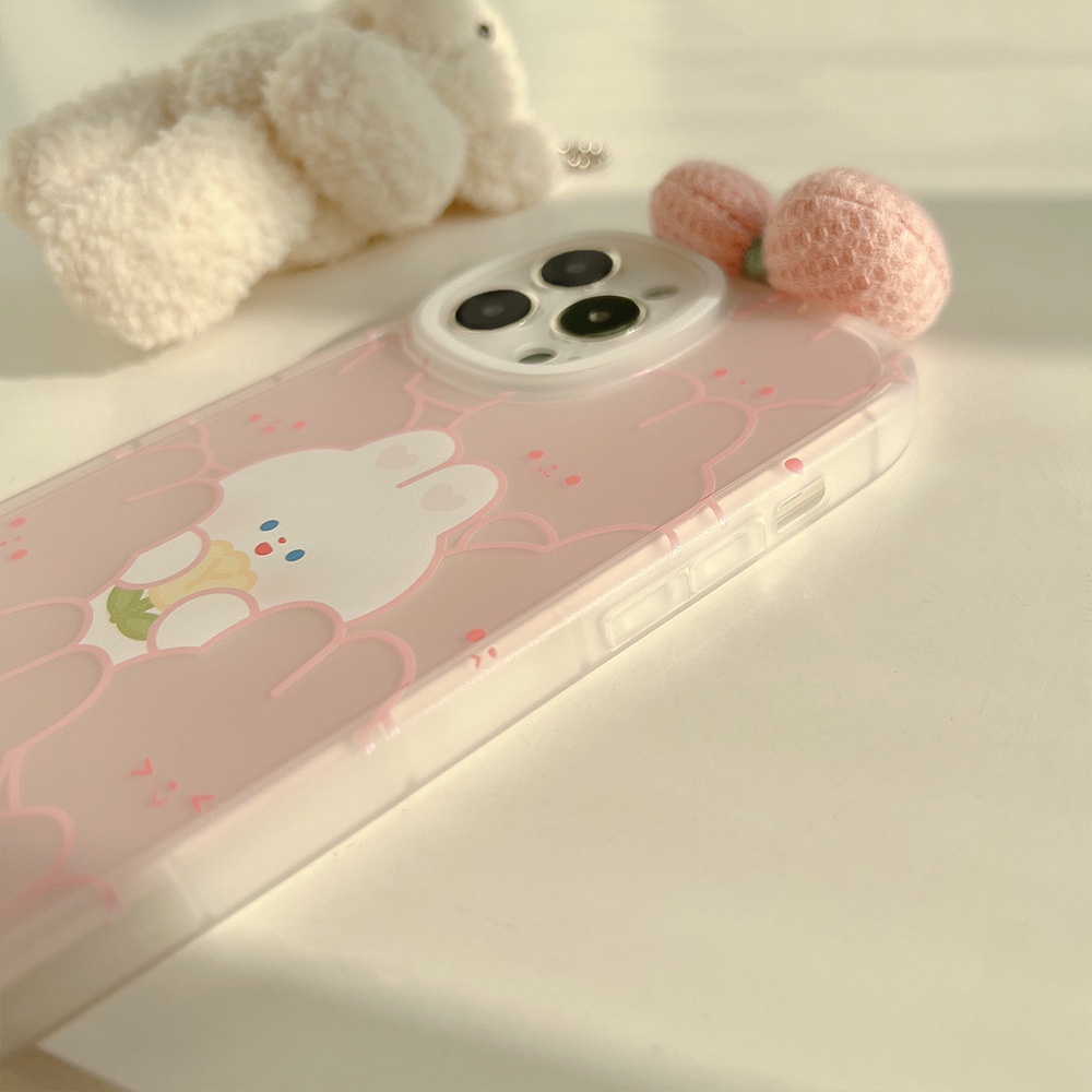 Ốp lưng iphone Ốp Điện Thoại Mềm Hình Thỏ Và Nơ Dễ Thương Cho iPhone13promax 12 11 7/8p X/xr Dinuo case-III/TX
