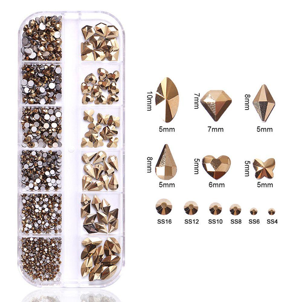 Hộp 12 Ngăn Đựng Hạt Charm 3D Nhiều Hình Dạng Màu Sắc Trang Trí Móng Tay Nghệ Thuật|Hạt Tròn Lấp Lánh Trang Trí Móng Tay DIY