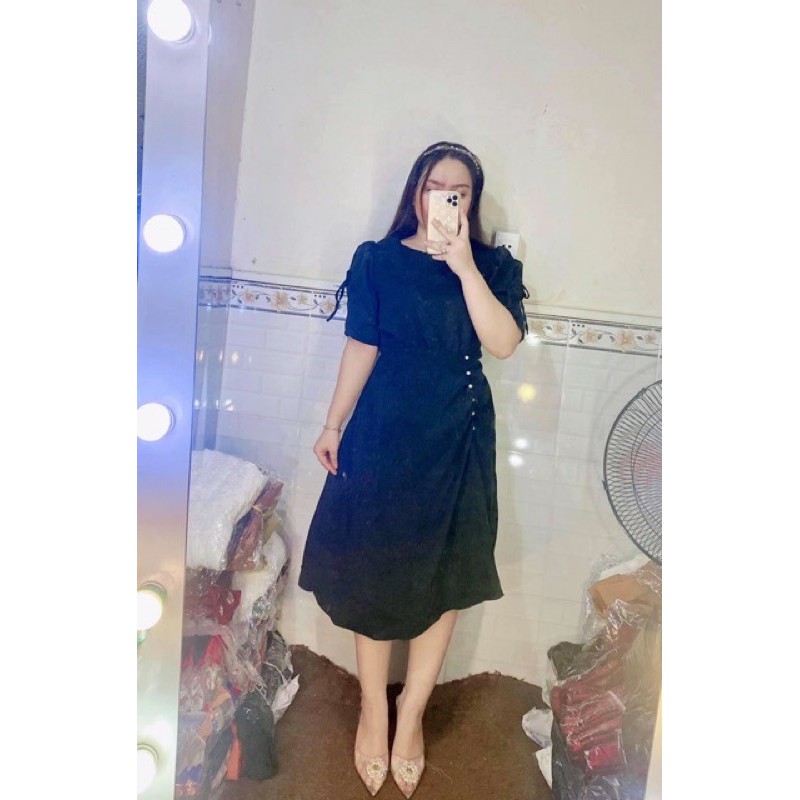 Đầm Tết Bigsize màu đỏ dáng dài rút eo đính cườm size từ 50kg-90kg  chất bố nhung màu đỏ/đen/nâu | BigBuy360 - bigbuy360.vn