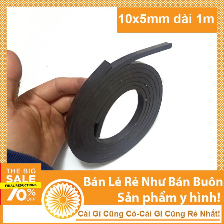 Nam châm dẻo cuộn w10x5x1000mm, lực từ mạnh, hút 2 mặt