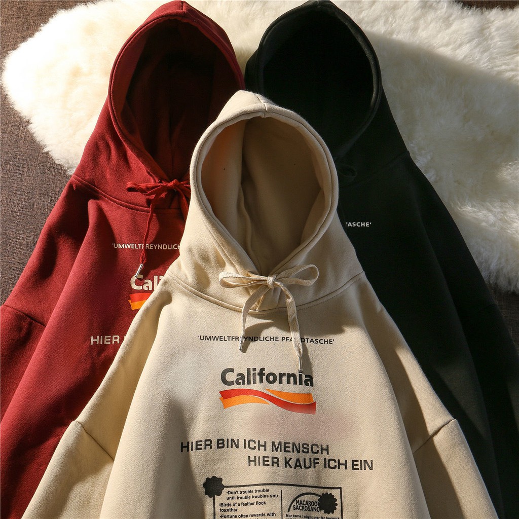 Áo hoodie dáng rộng in chữ kiểu retro đường phố Mỹ thời trang thu đông cho các cặp đôi | BigBuy360 - bigbuy360.vn