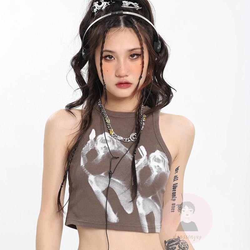 Áo Thun Tanktop Không Tay In Họa Tiết Graffiti Thời Trang Mùa Hè Dành Cho Nữ