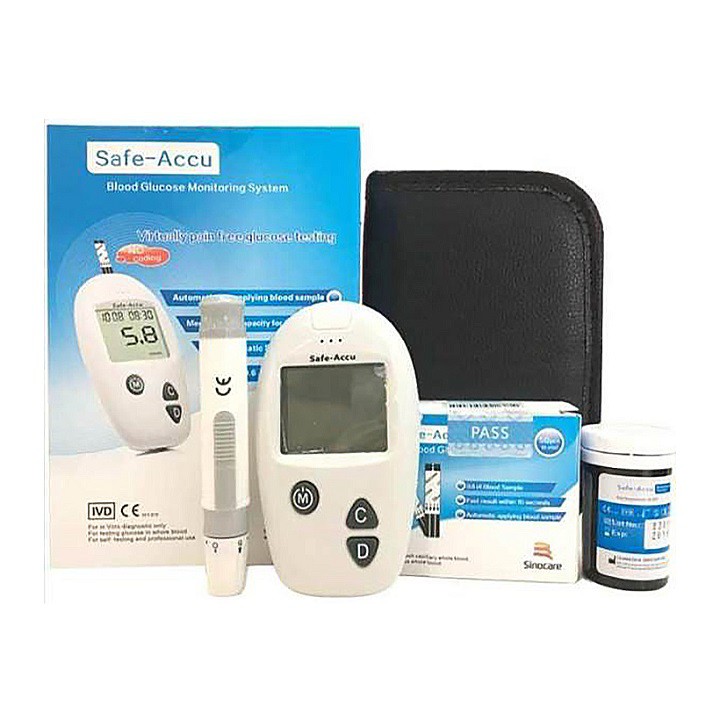 Máy Đo Đường Huyết Sinocare Safe Accu 50 Que Và 50 Kim