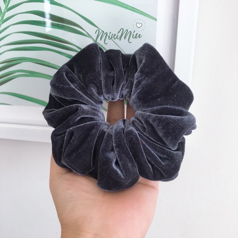 Dây cột tóc nữ Scrunchies trơn SIZE LARGE vải nhung mềm mịn / đồ buộc tóc nhung bản 5CM độ nhún dày, phồng to- Minimiu