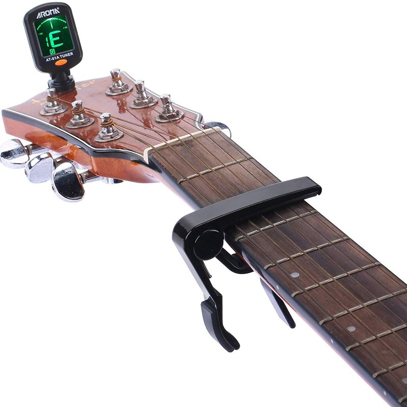 AROMA Tuner Clip on Bass Violin Ukulele Include Guitar Capo and Picks