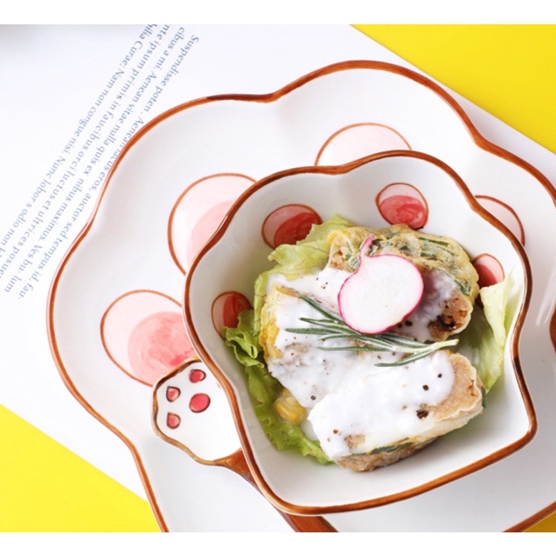 Đĩa gốm sứ hình chân mèo-Cat paw shaped plate