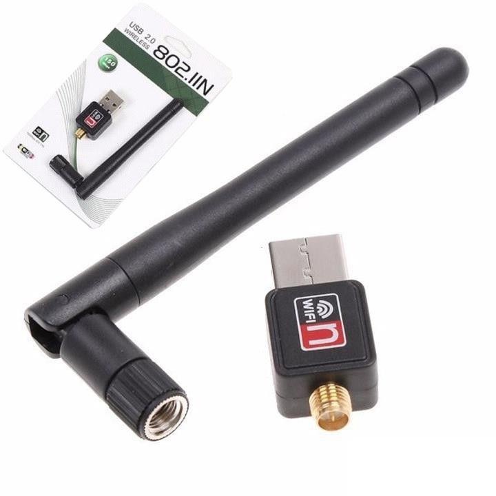 USB thu WIFI chuẩn N có angten cho máy tính, pc, laptop tốc độ cao -dc2381đen