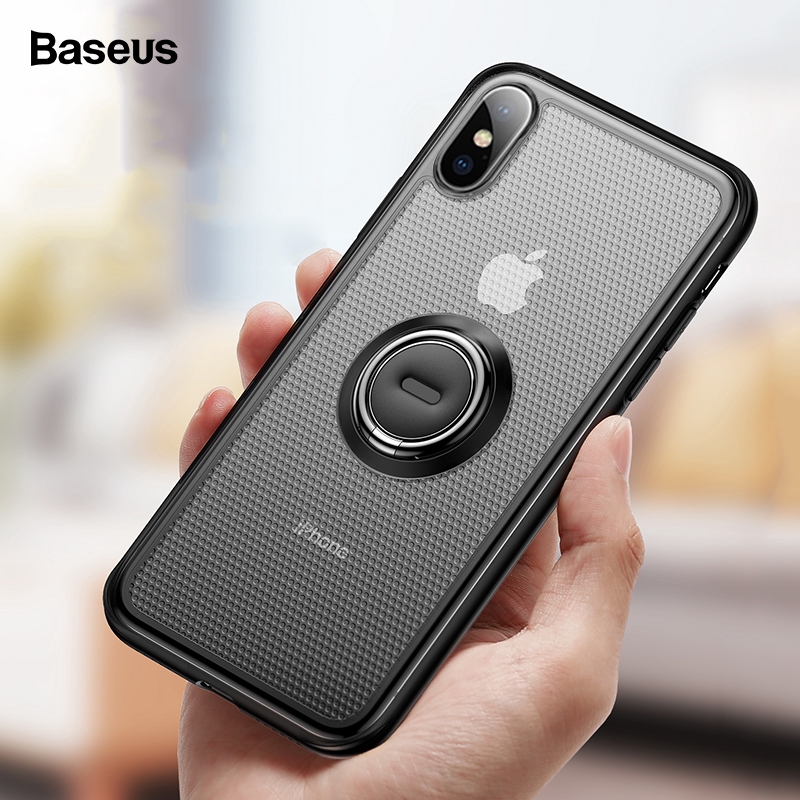 Baseus Dot bracket Case iPhone X XS MAX XR Magnetic Metal Finger Ring holder cover case for iPhone