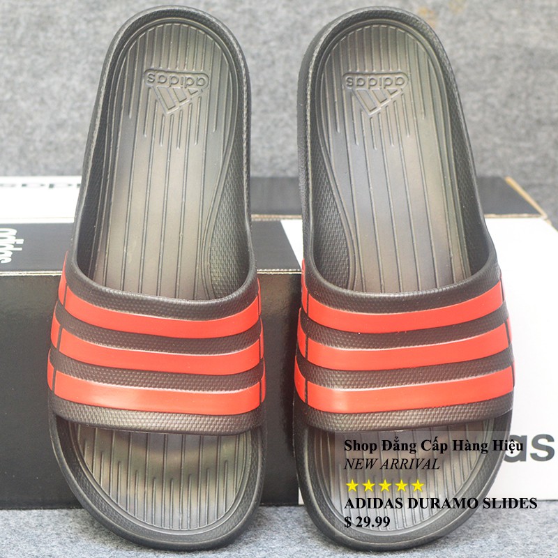 Dép Adidas Duramo màu đen sọc đỏ