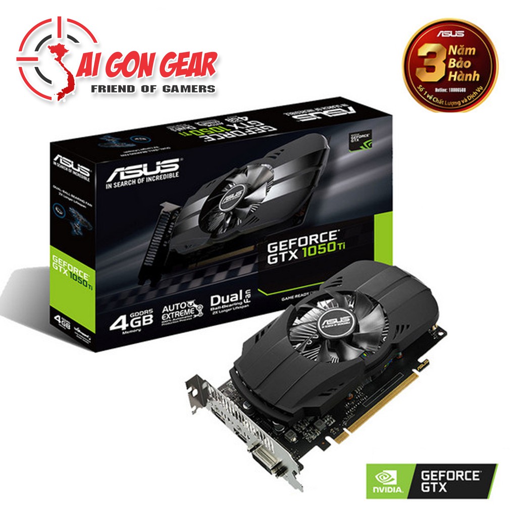 Card màn hình Vga ASUS GeForce GTX 1050Ti 4GB GDDR5 Phoenix (PH-GTX1050TI-4G) 1fan