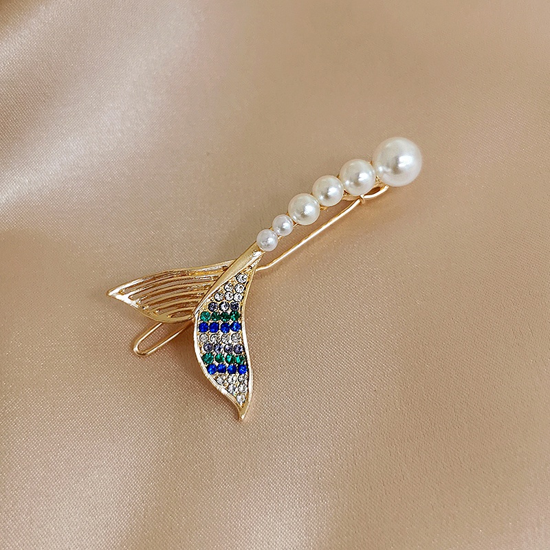 Kẹp tóc hình đuôi cá đính ngọc trai nhân tạo sang trọng